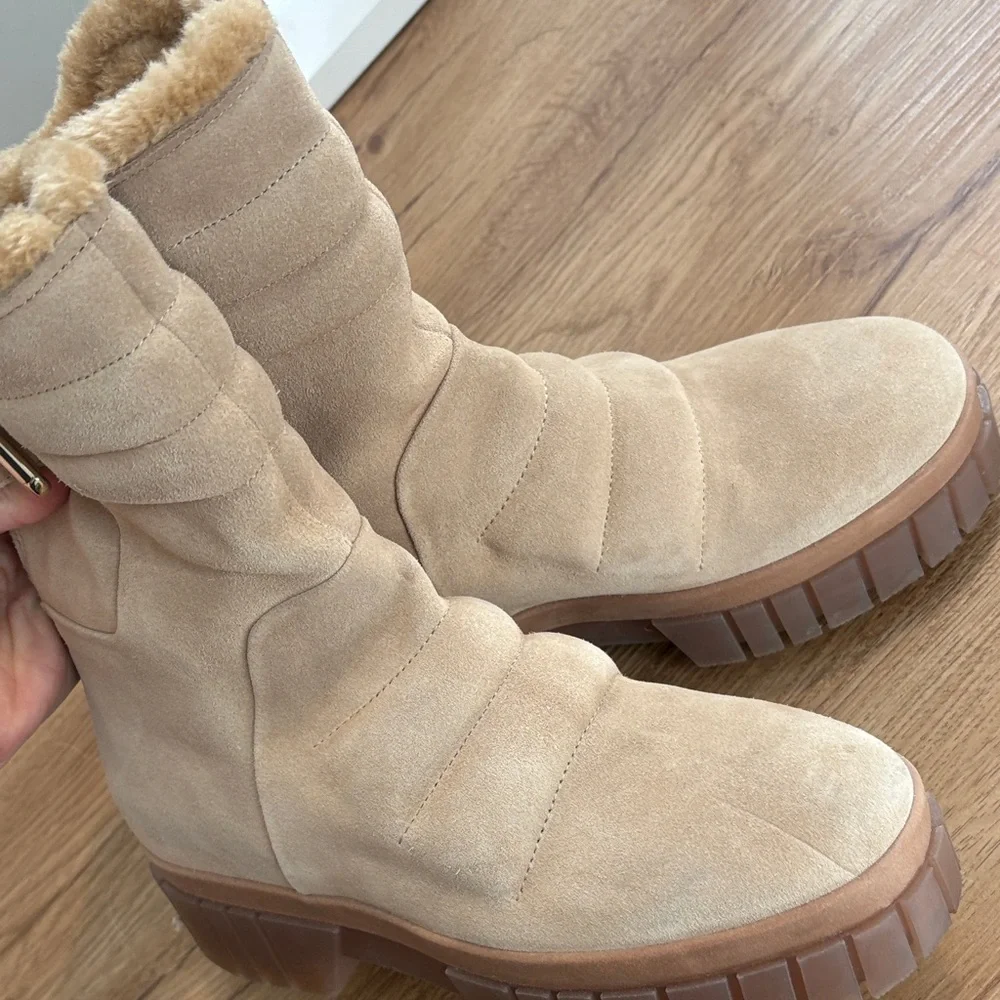 Free People Tan Quilted Winter Boots